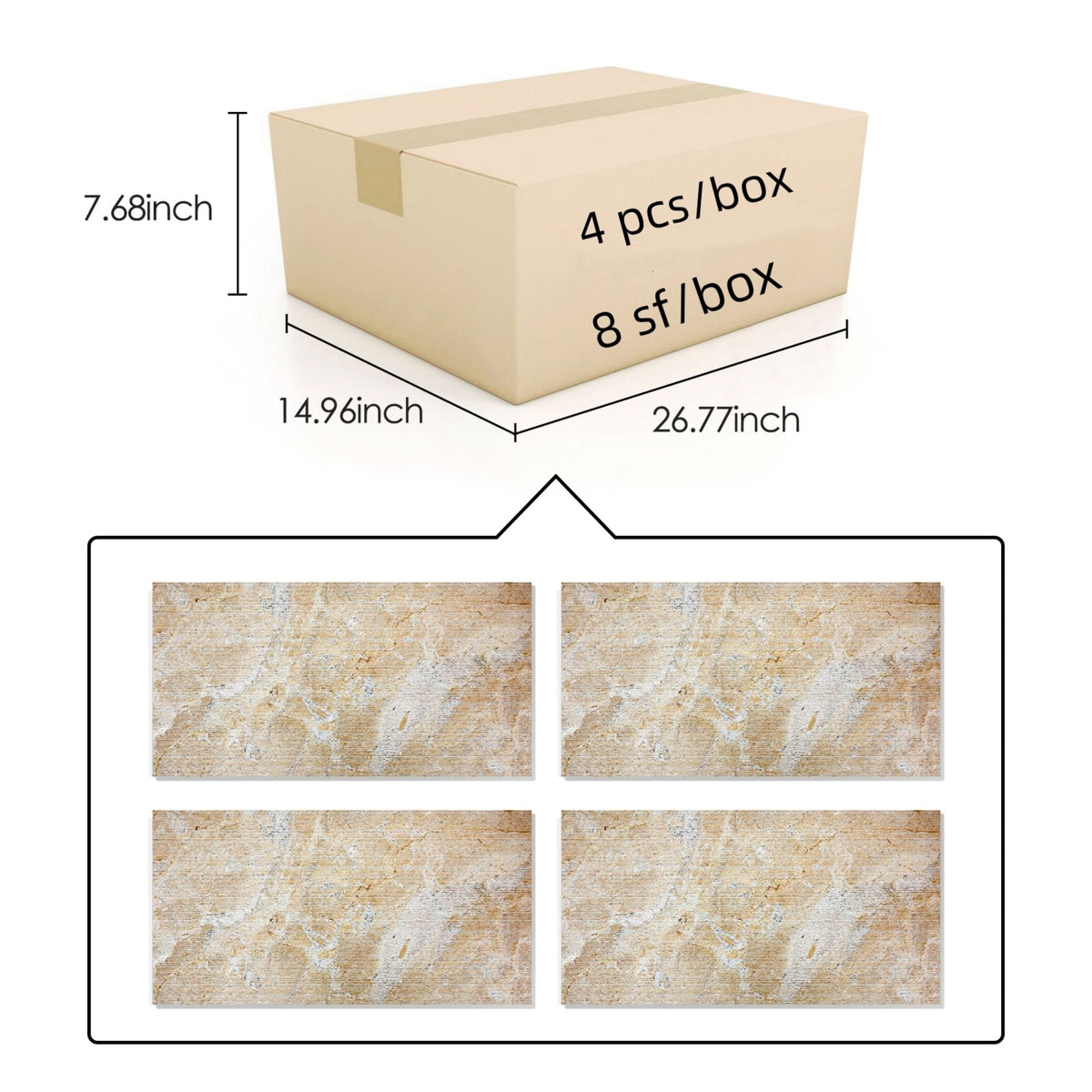 Textured Finished, 3D Tiles For Wall Decoration (Set of 4)