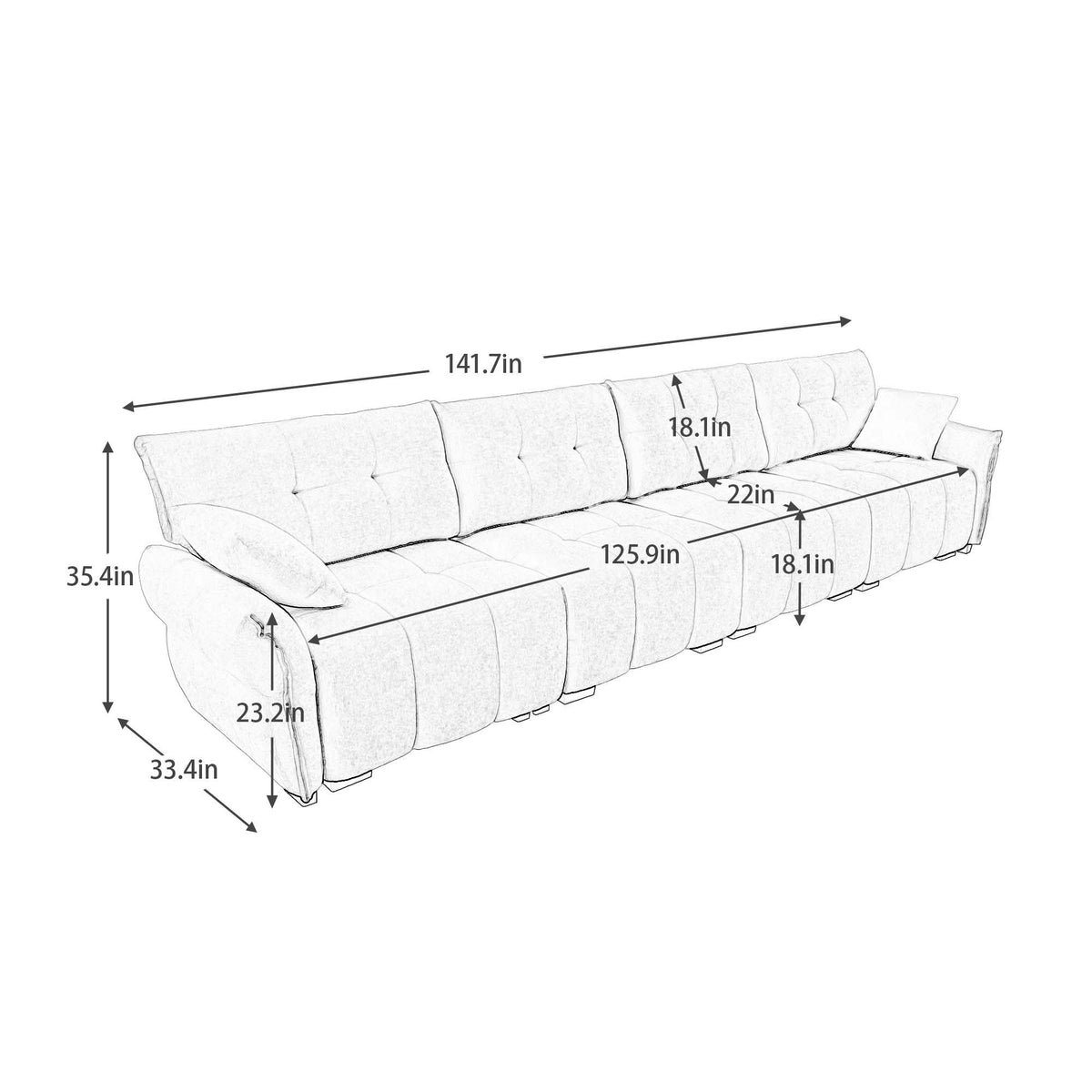 Modern Sofa & Pillows, Textured Cover, High Rebound Cushions