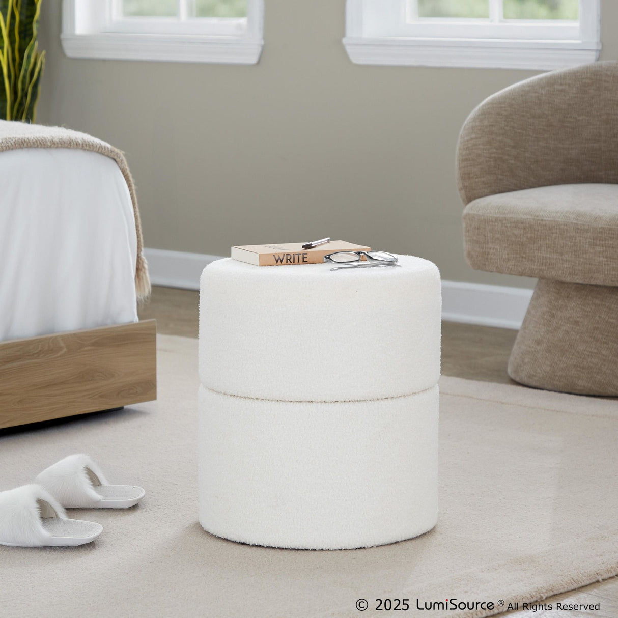 Spin - Ottoman - Cream Polyester Fabric