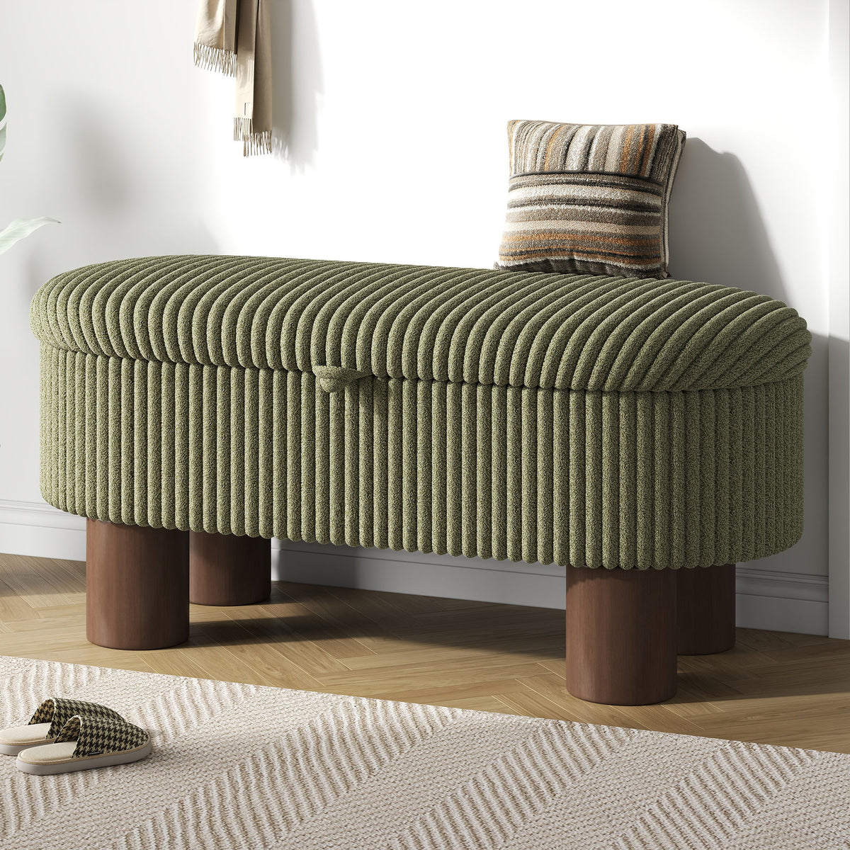 Storage Ottoman Upholstered Bench With Lift Top Storage For Bedroom
