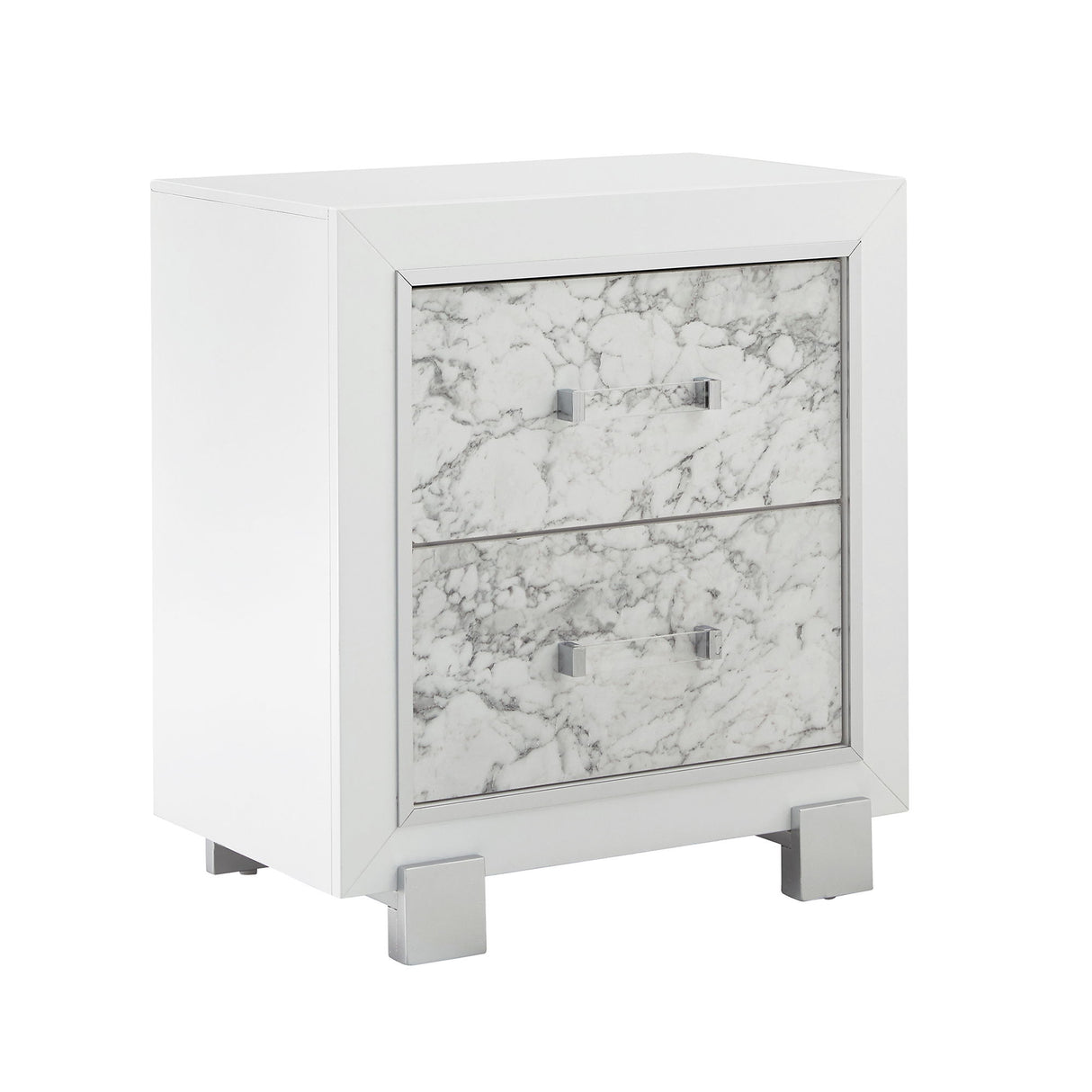 Skye - Marble Nightstand - White