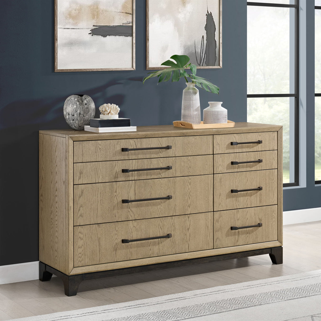 8 Drawer Dresser With Feet And Pulls - Brown