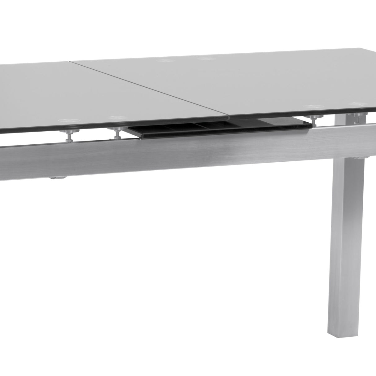 Ivan - Extension Dining Table Tempered Glass Top - Brushed Silver / Gray