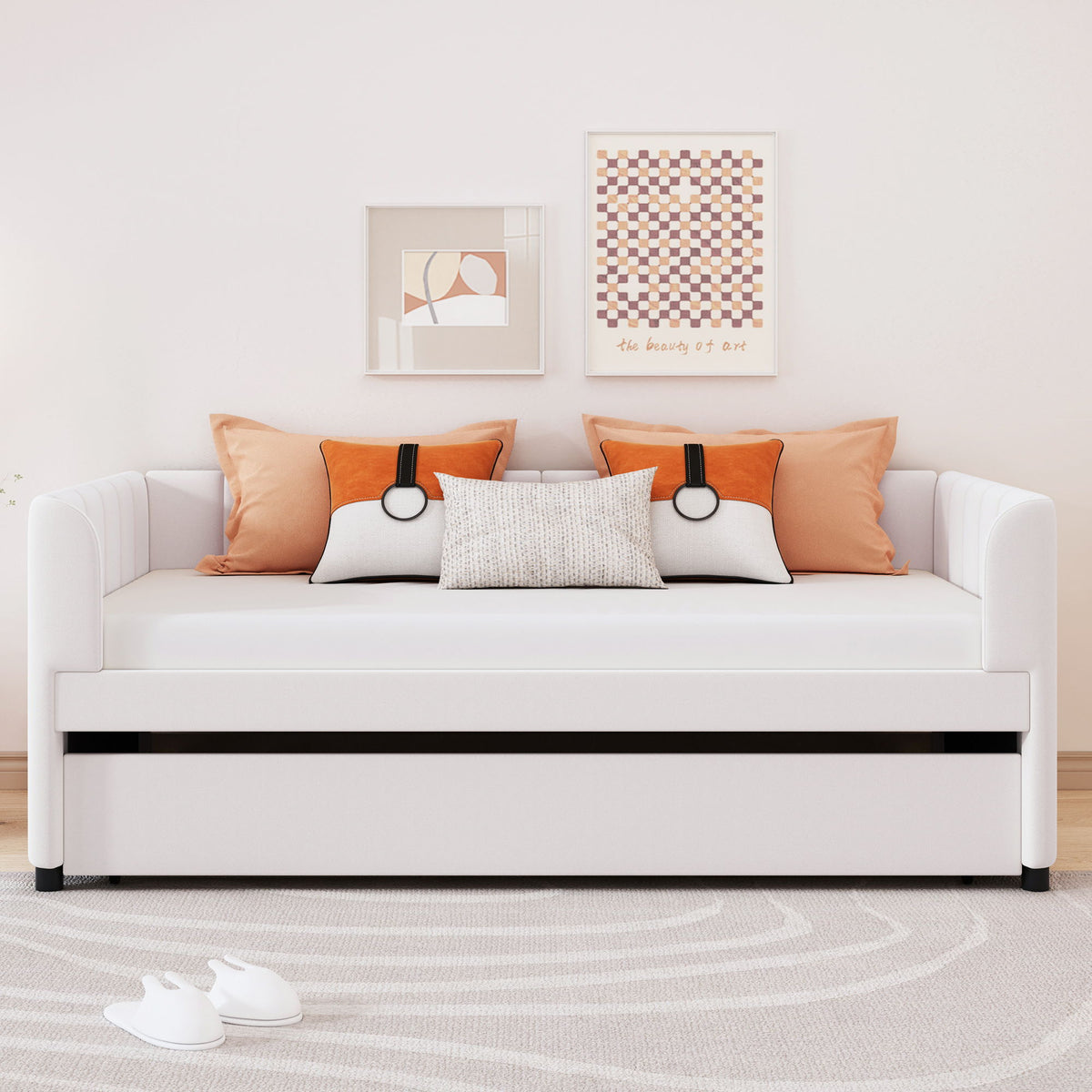 Upholstered Daybed With Ergonomic Design Backrest