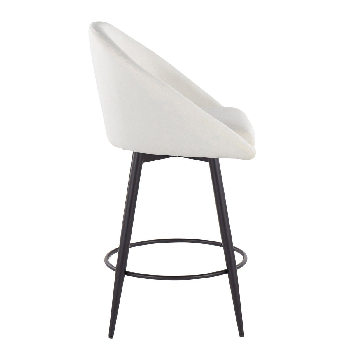 Matisse - 26" Highback Fixed-Height Counter Stool With Swivel And Round Black Metal Footrest (Set of 2) - Black Metal