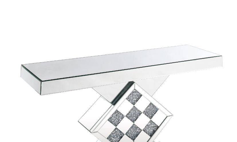 Noralie - 47" X 14" Console Table - Mirrored & Faux Diamonds