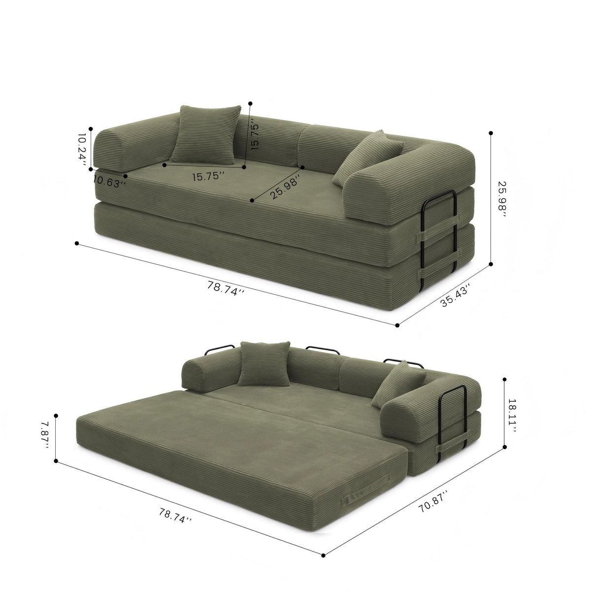 Convertible Foldable Floor Sofa Bed For Living Room