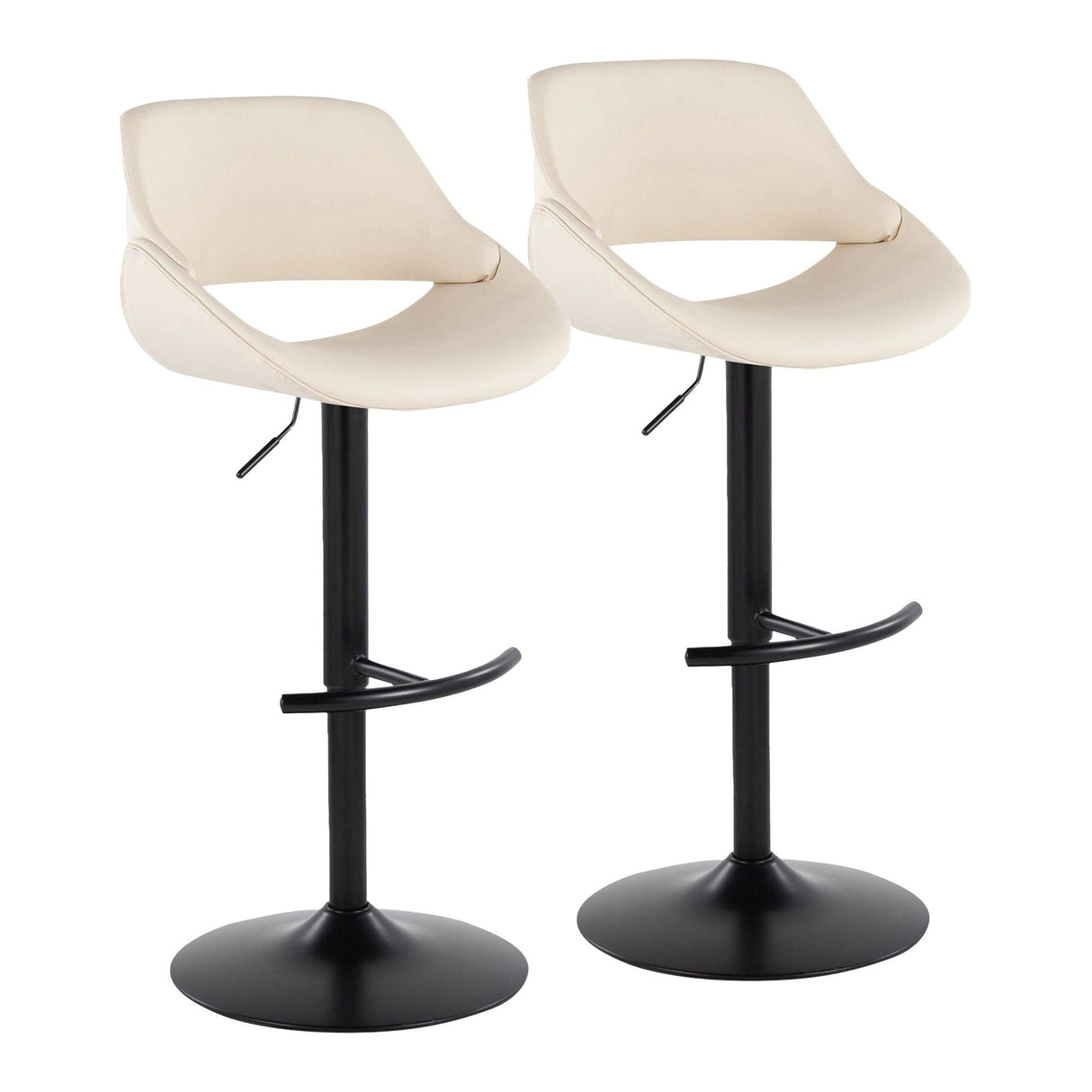 Fabrizzi - Adjustable Barstool With Rounded T Footrest (Set of 2) - Black Metal