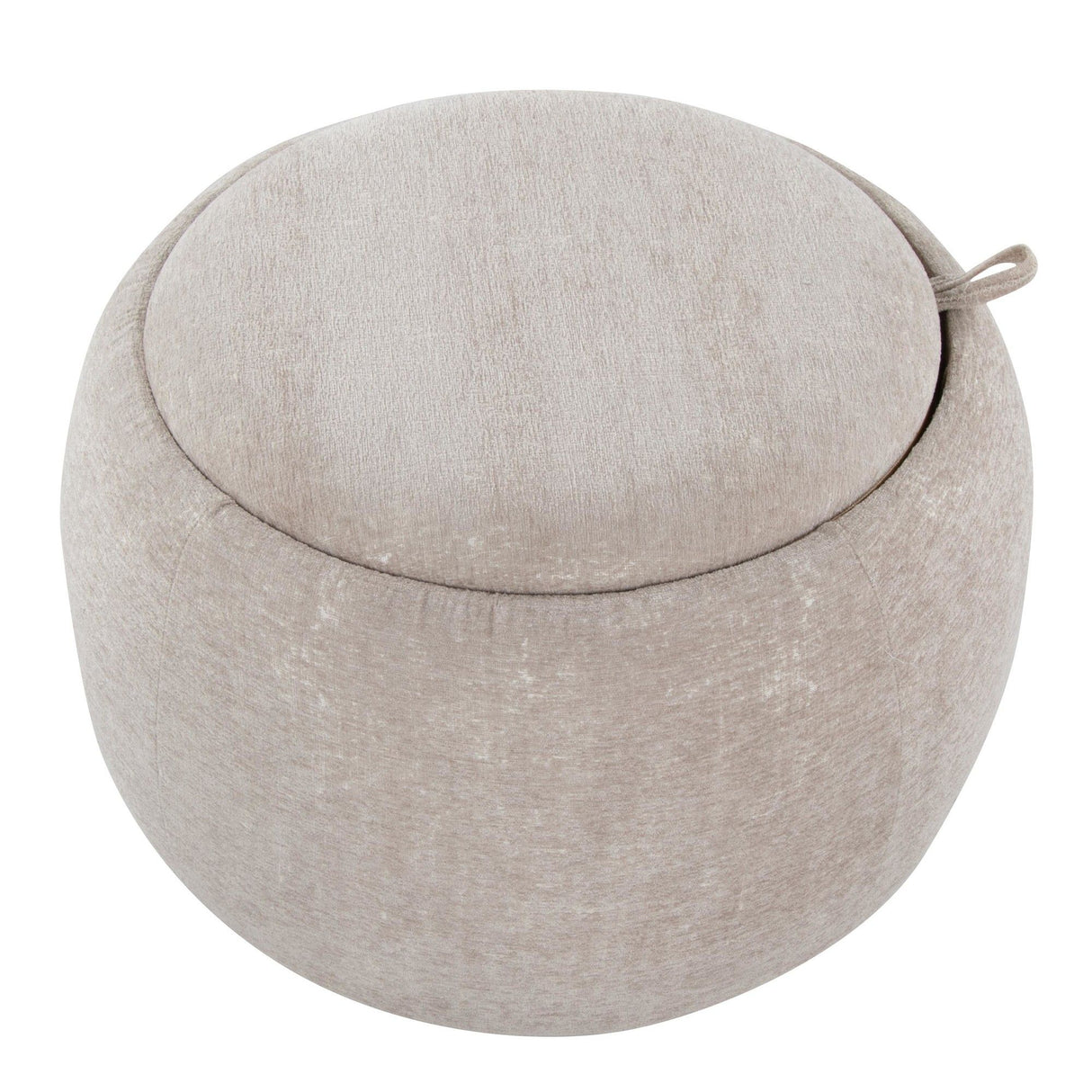 Tray - Pouf Ottoman - Natural Wood And Light Brown Fabric