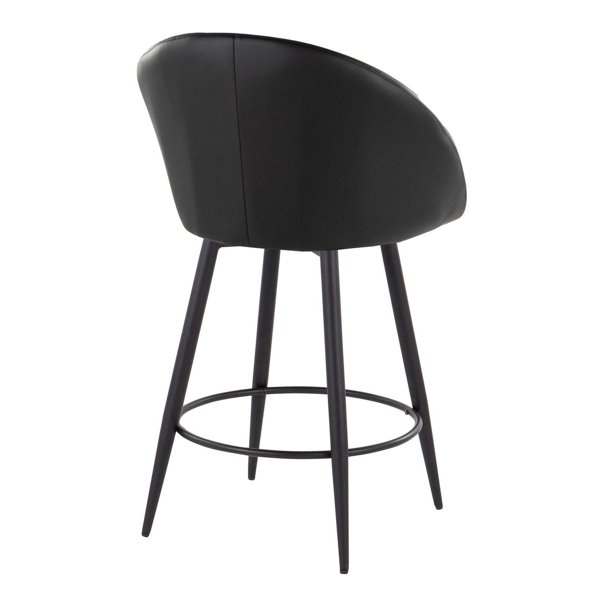 Matisse - 26" Highback Fixed-Height Counter Stool With Swivel And Round Black Metal Footrest (Set of 2) - Black Metal