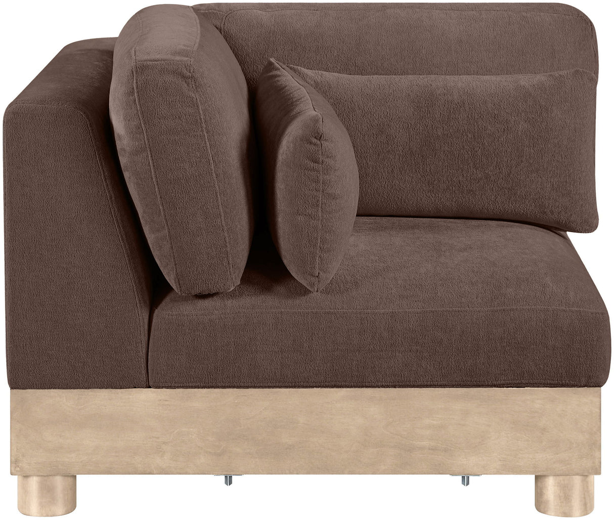 Turin - Chenille Fabric Upholstered Modular Corner Chair - Natural Base