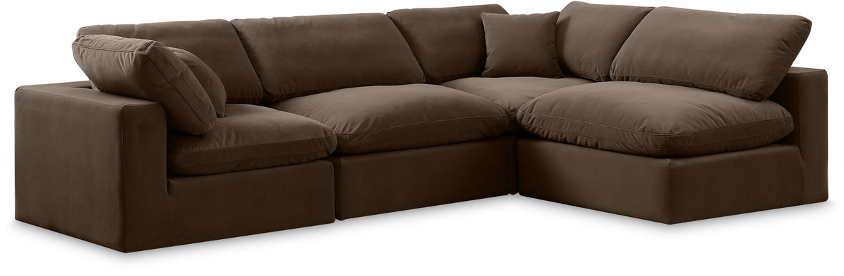 Comfy - 4 Piece Velvet Modular Armless Sectional