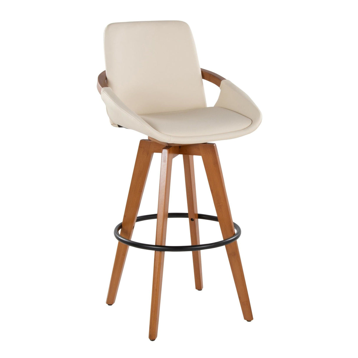 Cosmo - 29" Fixed-Height Barstool With Swivel - Walnut Bamboo