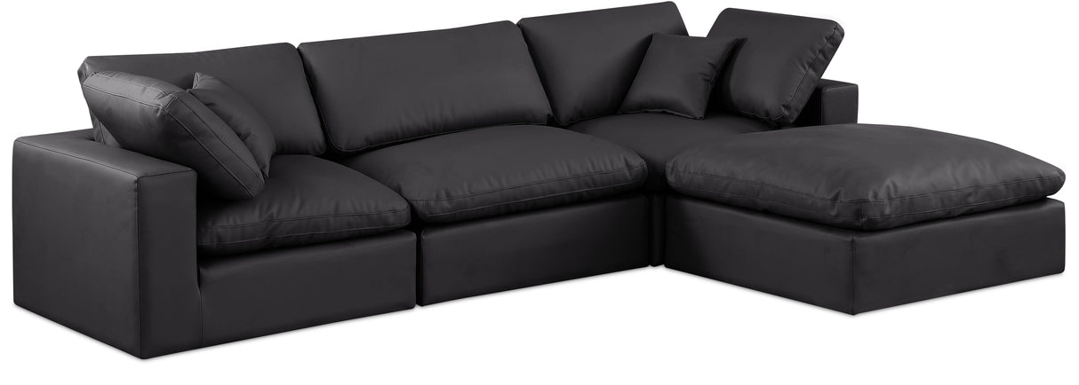 Comfy - 4 Piece Faux Leather Modular Sectional With Chaise