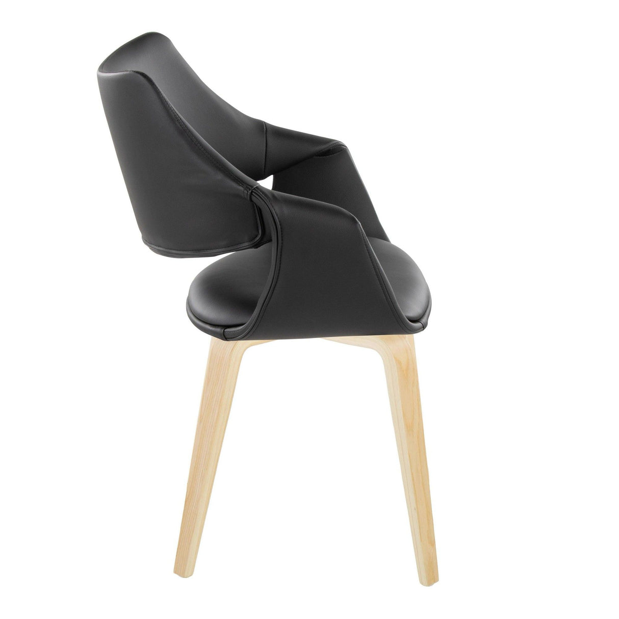 Curvo - High Back Upholstered Chair (Set of 2) - Natural Wood Legs