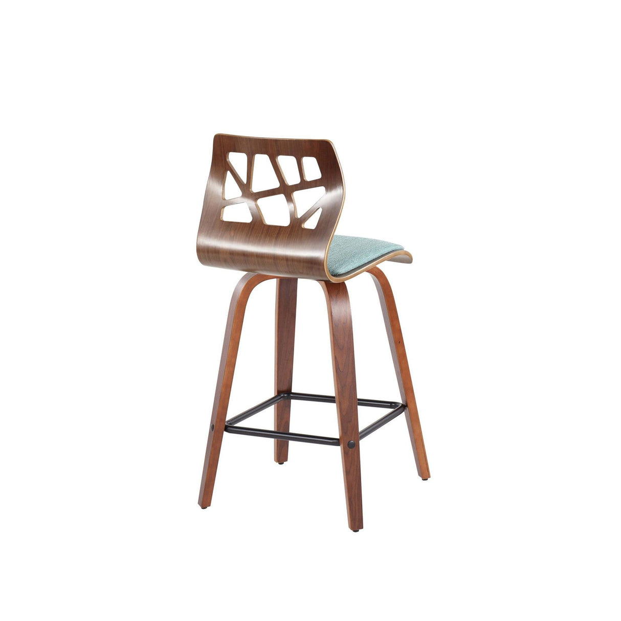 Folia - Fixed Height Swivel Counter Stool (Set of 2) - Walnut Wood