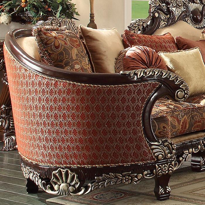 HD-111 - Sectional Sofa - Mohagany With Silver Highlight