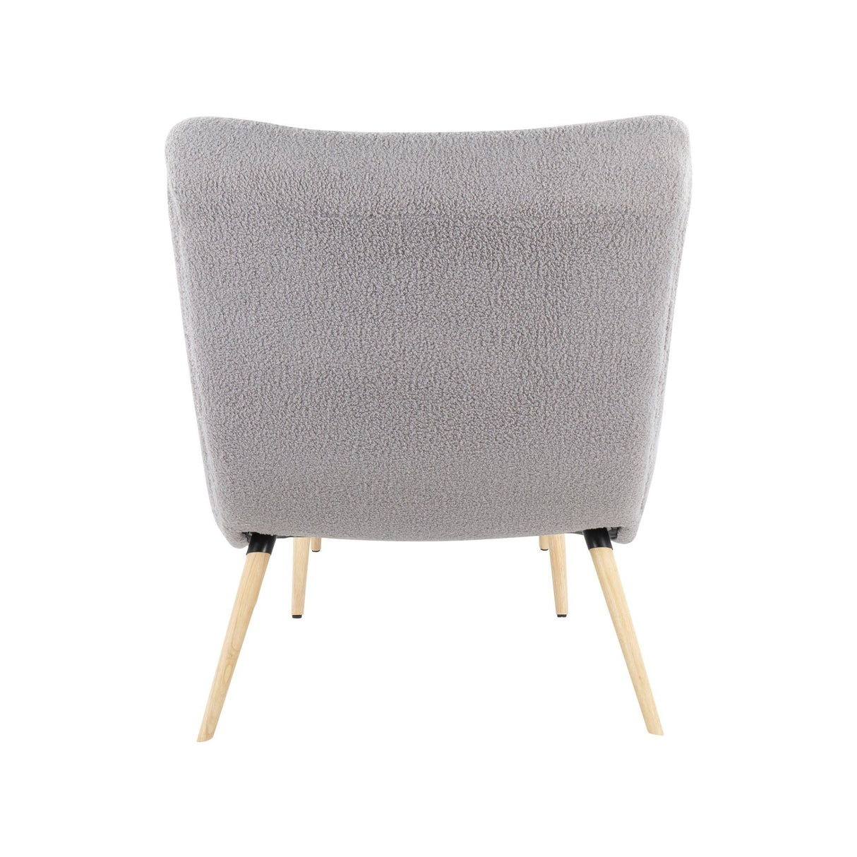 Cloud - Contemporary Chair With Ottoman - Natural Wood And Gray Sherpa Fabric