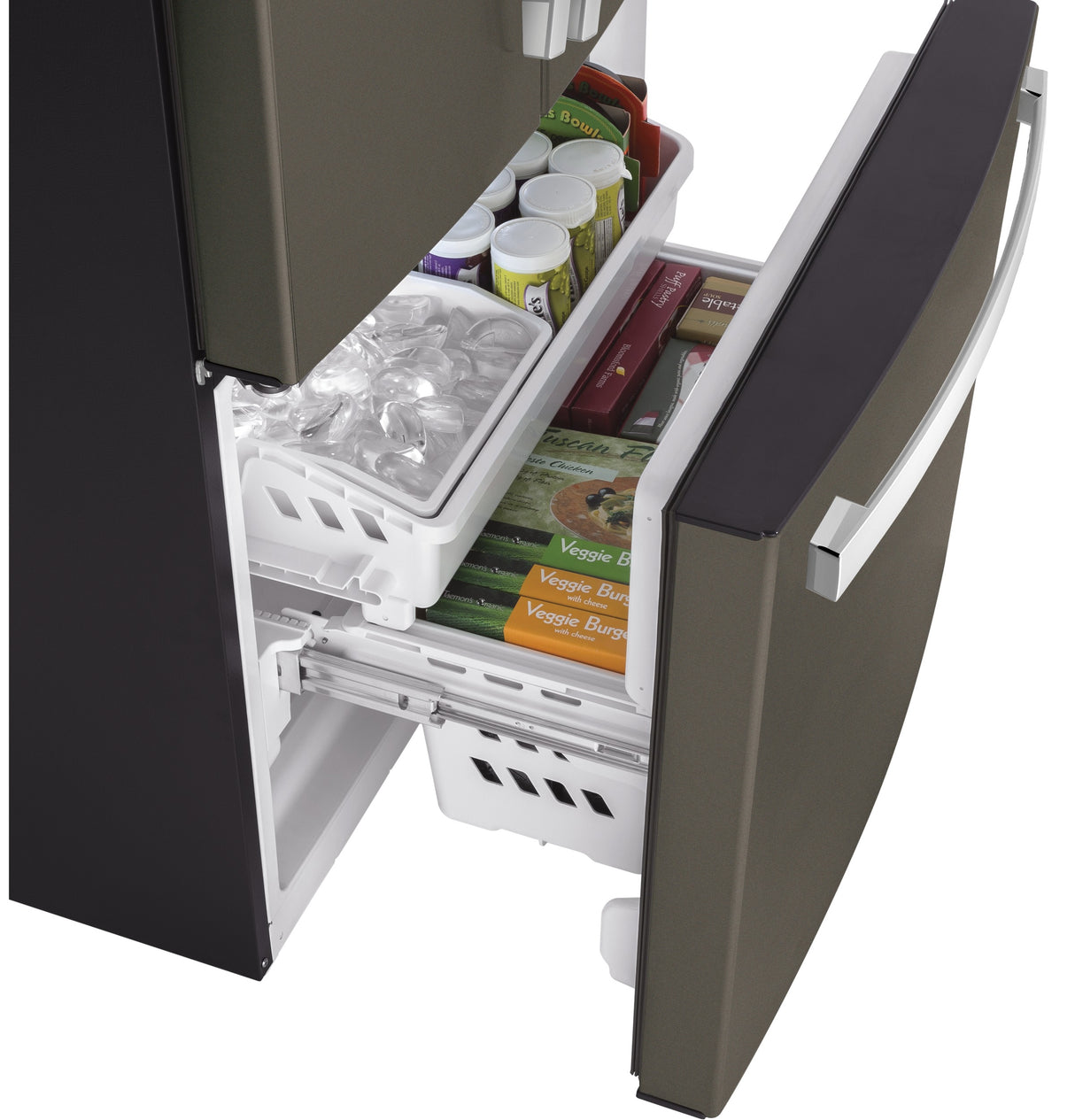 GE GWE19JMLES - 33 in. 18.6 cu. ft. Counter Depth French Door Refrigerator with Internal Water Dispenser - Fingerprint Resistant Slate