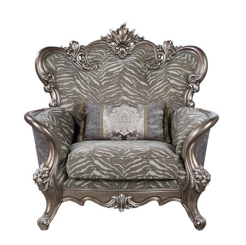 Elozzol - Chair With Pillow - Fabric & Antique Bronze