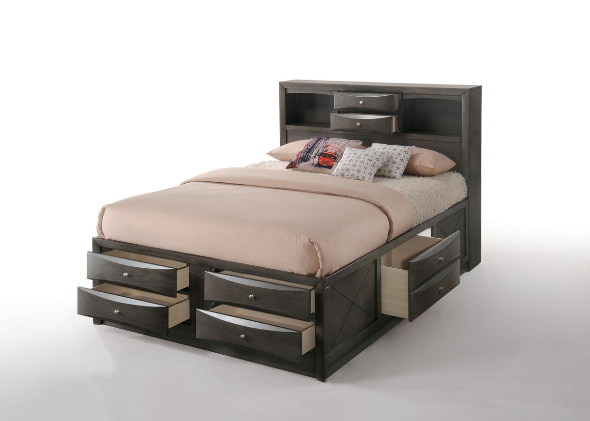 Ireland - Queen Bed With Storage - Gray