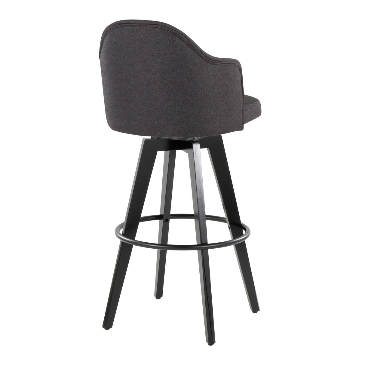 Ahoy - Upholstered Fixed-Height Barstool (Set of 2) - Black Base, Black Footrest
