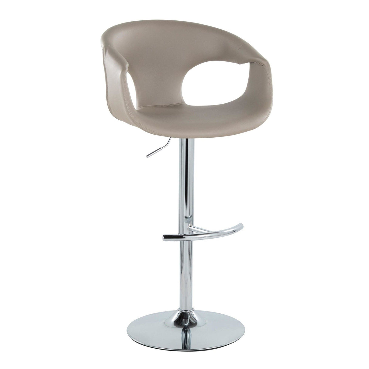 Curvo - Adjustable Barstool With Rounded T Footrest (Set of 2) - Chrome Metal