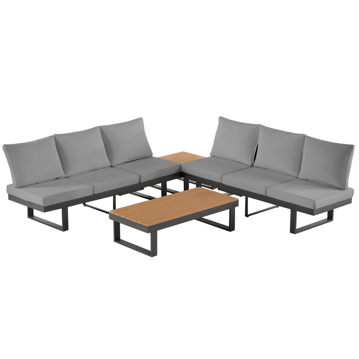 Outdoor Sectional Sofa Set With Adjustable Reclining Seats