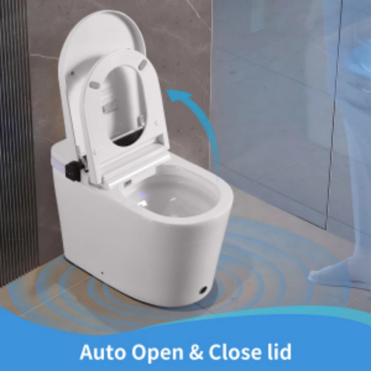 Smart Toilet With Bidet Seat Built In, Auto Open / Close Seat, Foot Sensor, LED Display - White