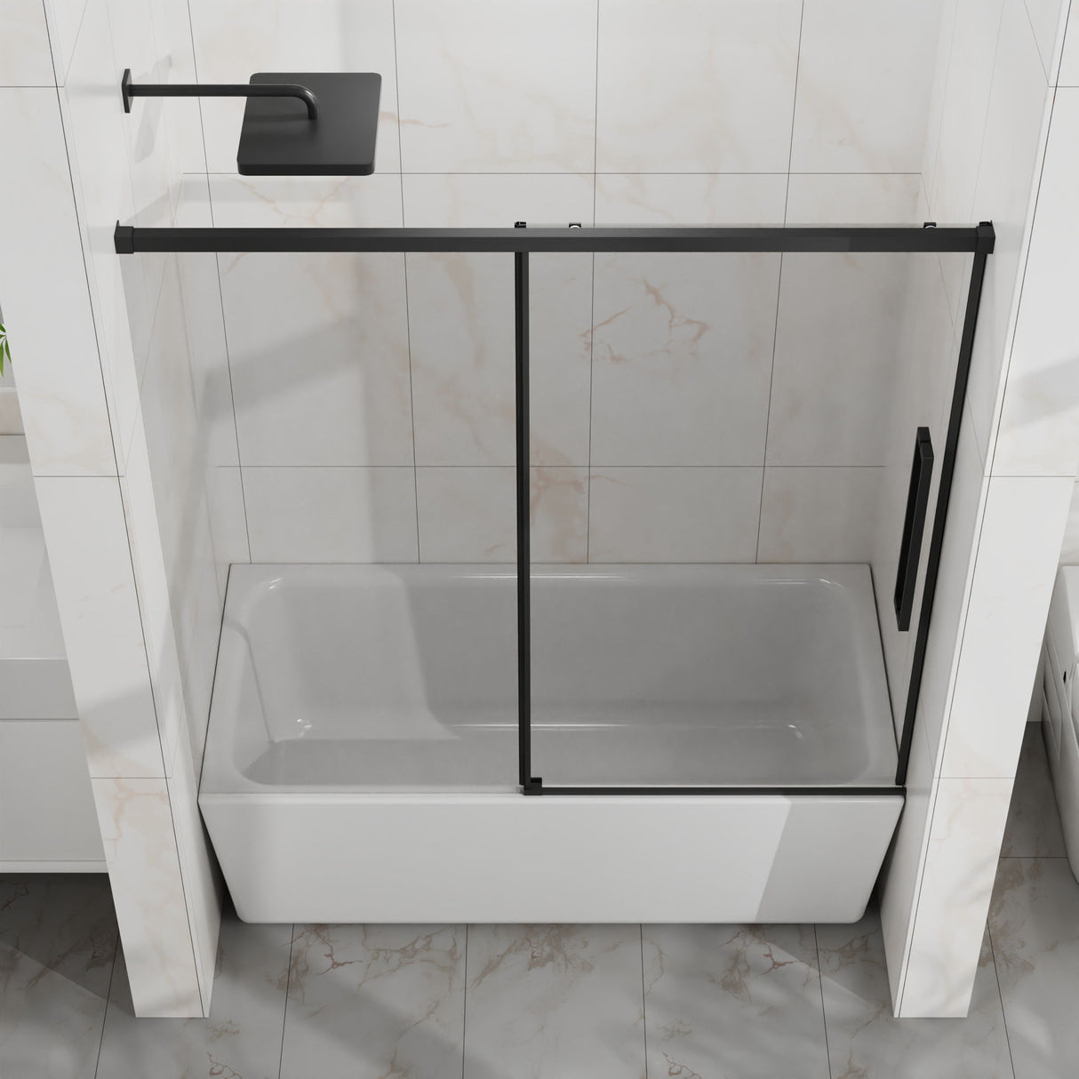 Semi Frameless Tub Sliding Shower Door