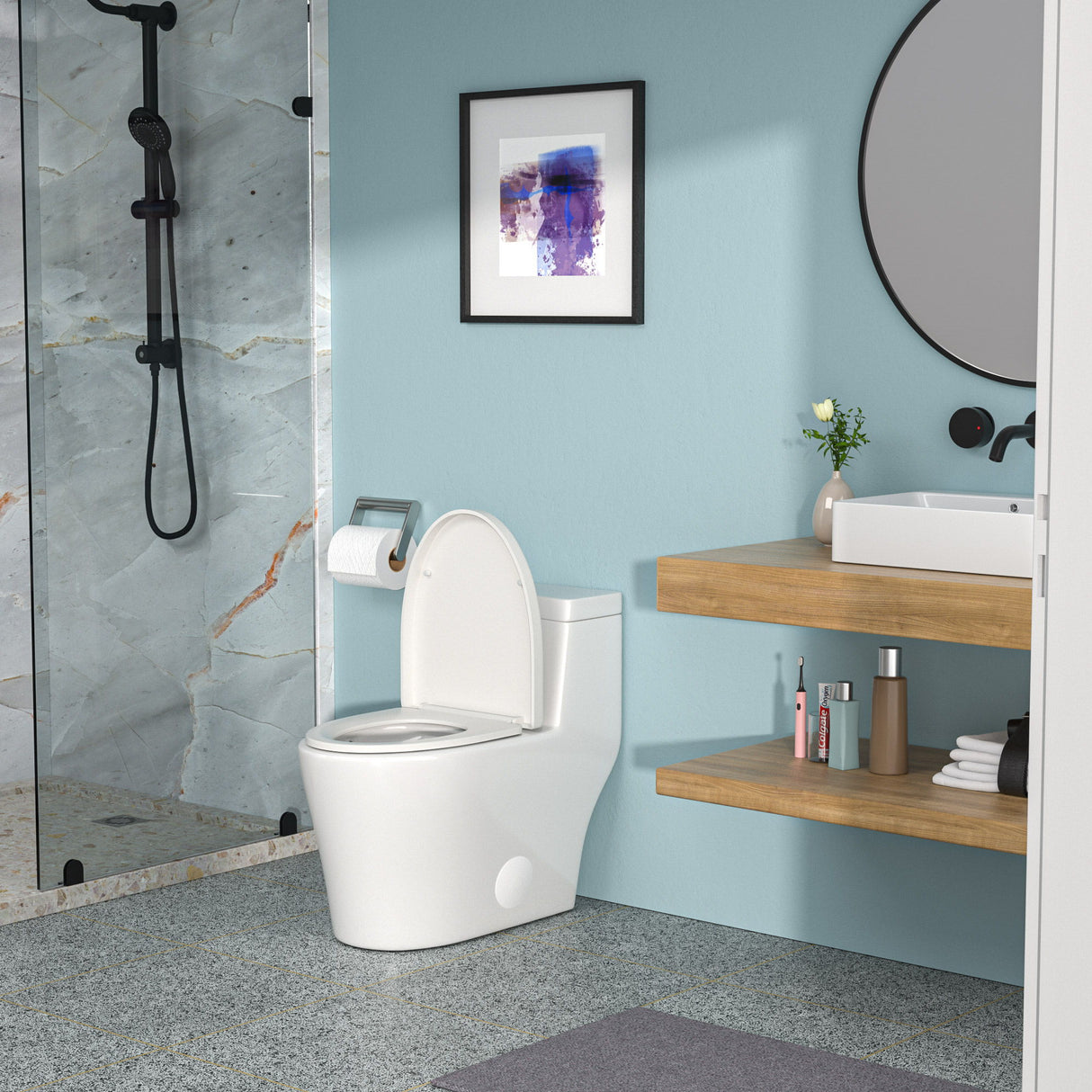 1 Piece Toilet With Soft Closing Seat - White