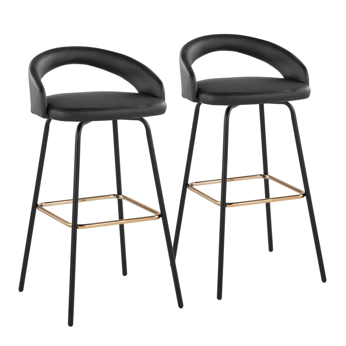 Grotto - Upholstered Fixed-Height Barstool - Black Metal