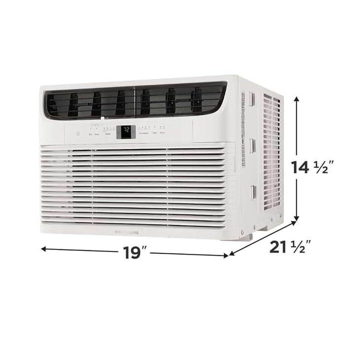 Frigidaire 12000 BTU window air conditioner with product dimensions