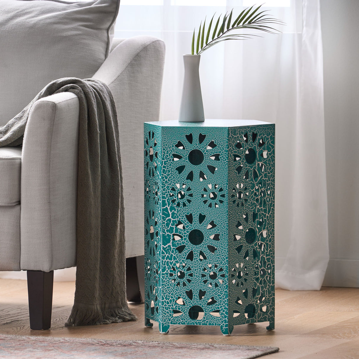 Galore - Side Table With Sunburst Cut Out Design