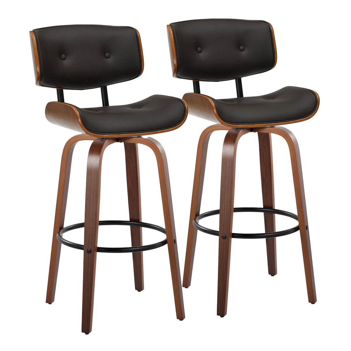 Lombardi - 30" Fixed-Height Barstool (Set of 2) - Walnut Base