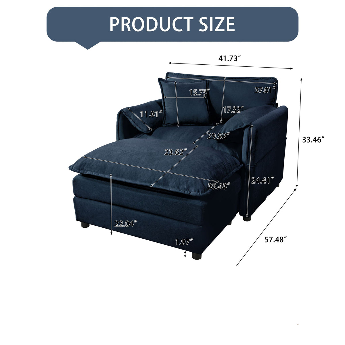 Oversized Chair With Movable Ottoman, Soft Upholstered Lounge Chair