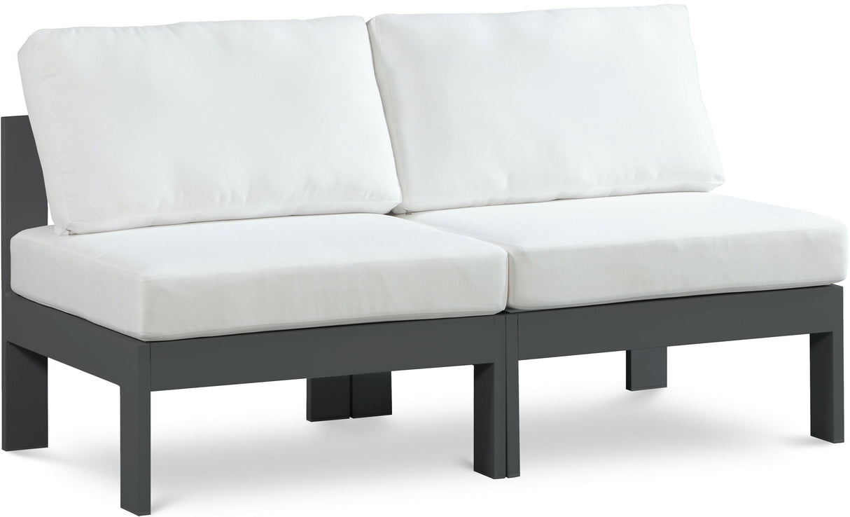 Nizuc - Outdoor Patio 2 Seat Armless Modular Sofa With Gray Frame