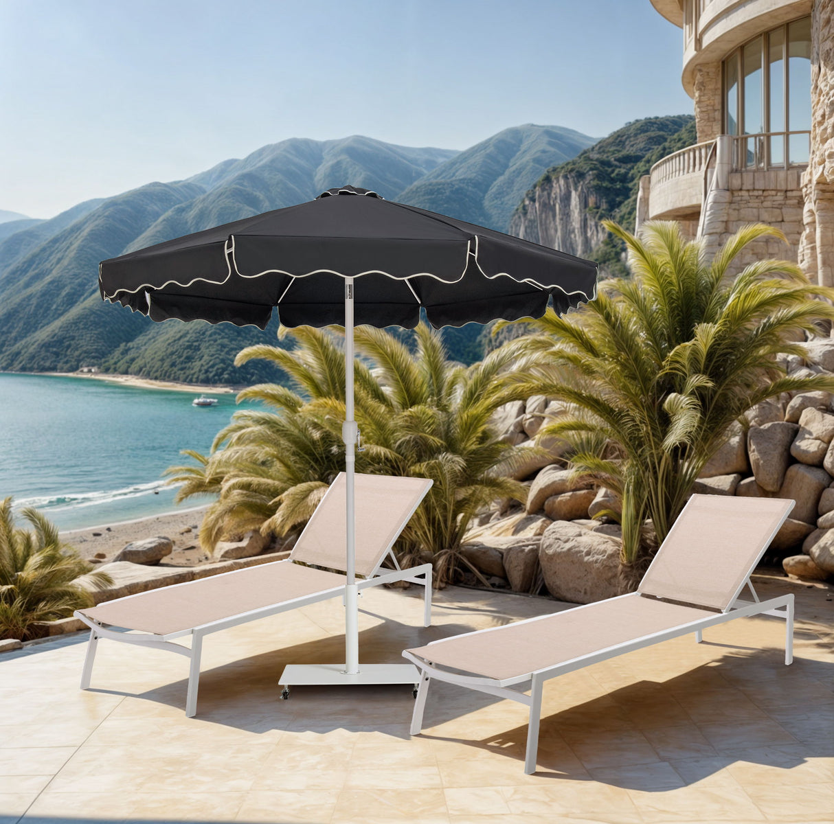 Amalfi - Patio Umbrella - White Pole