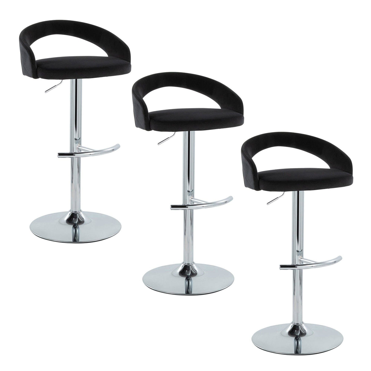 Grotto - Upholstered Adjustable Barstool - Chrome Metal Base