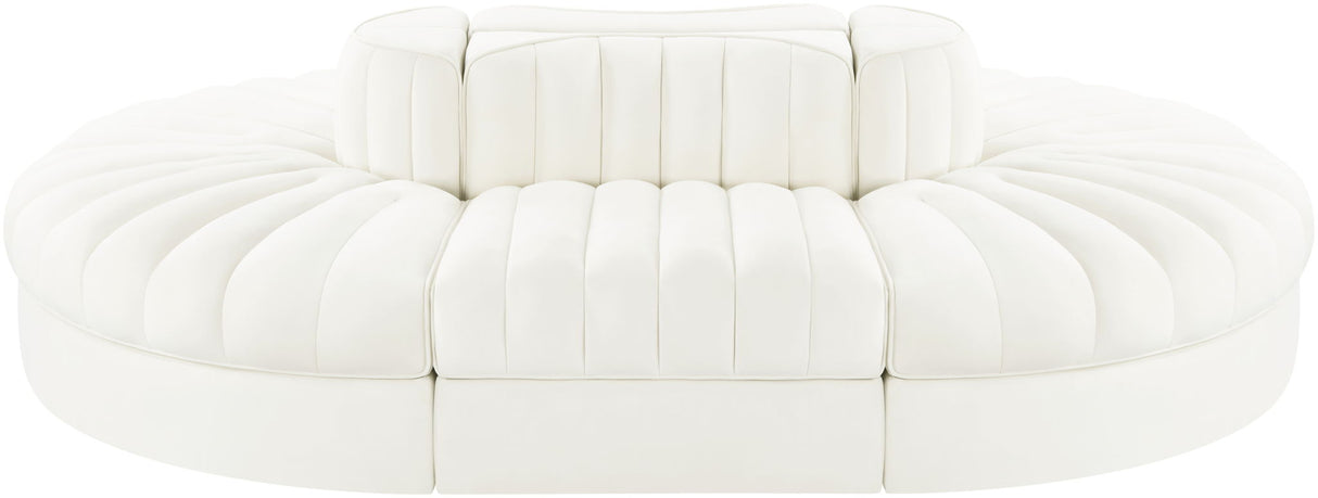 Rummi - Oval Velvet Performance Fabric Upholstered 6 Piece Modular Sectional