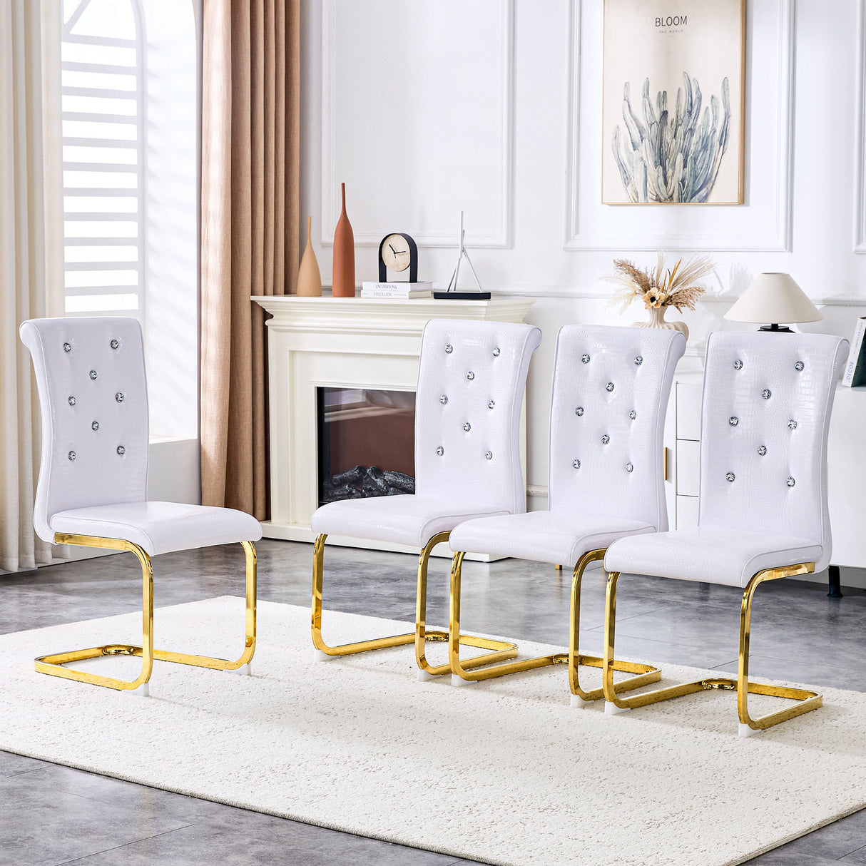 Elegant Design Alligator Skin Upholstered Dining Chairs