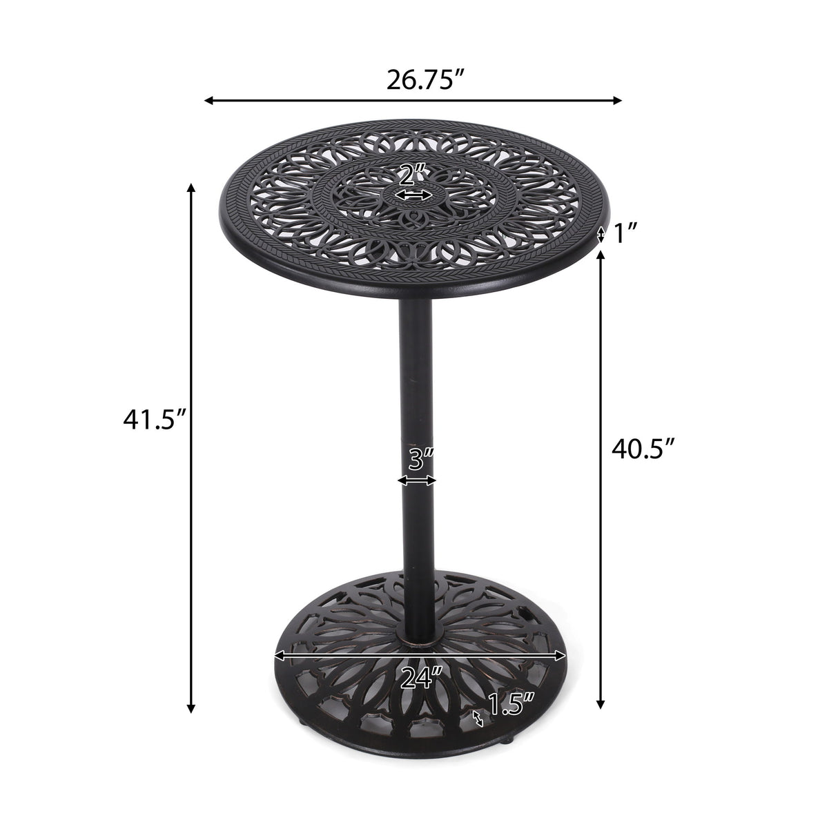 Phoebe - Outdoor Cast Bar Table - Black