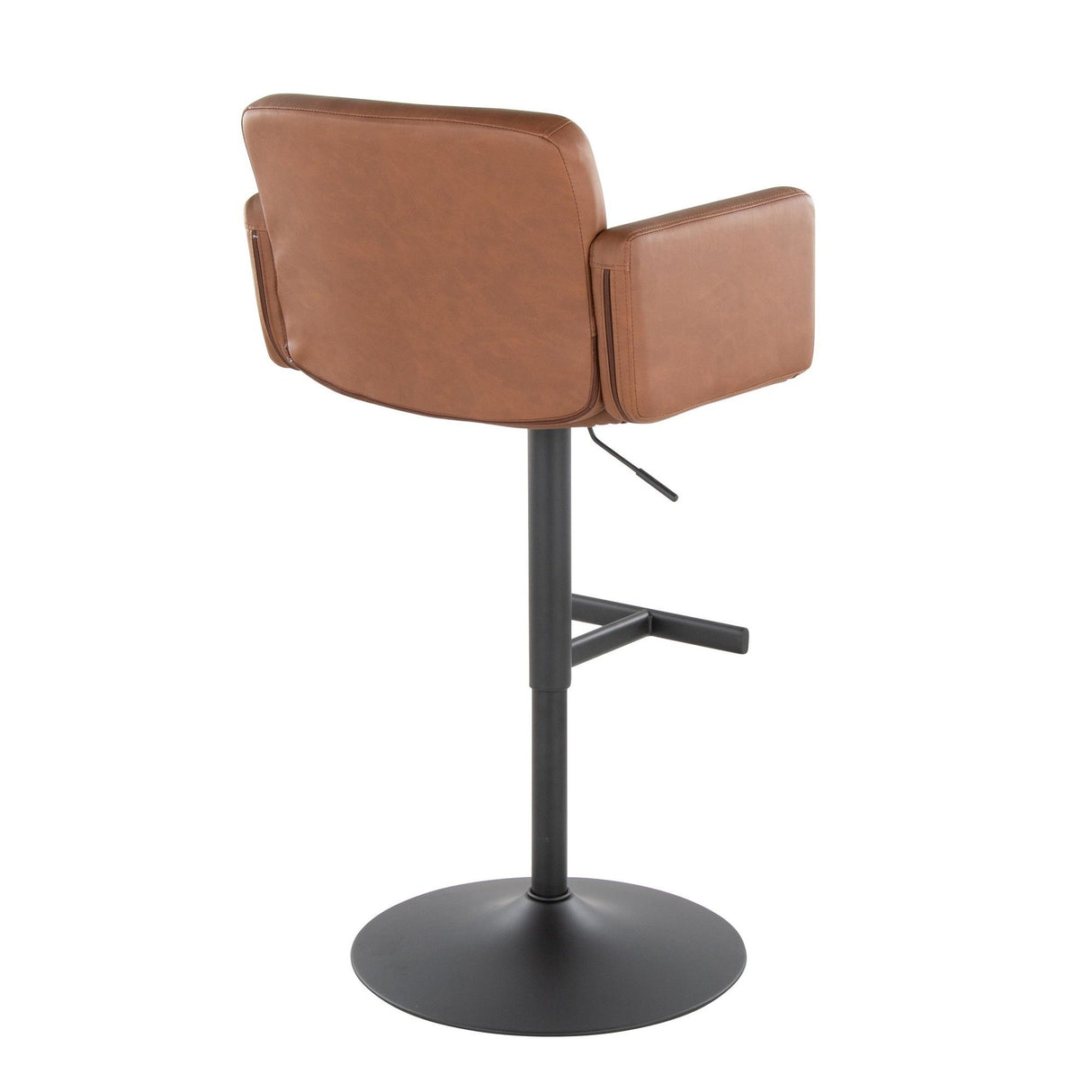 Stout - Adjustable Barstool With Swivel - Black Metal And Camel Faux Leather