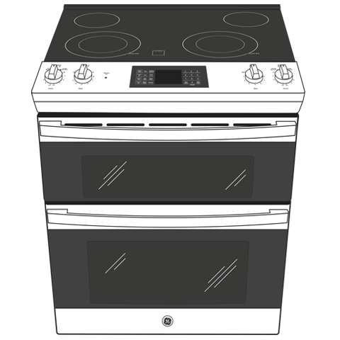 GE JSS86SPSS - 30 in. 6.6 cu. ft. Air Fry True European Convection Double Oven Slide-In Electric Range with Smoothtop Burners - Stainless Steel