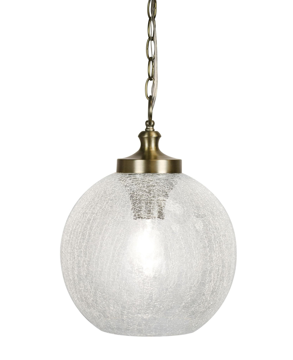 Globe - Glass Pendant Lamp - Clear Crackle Glass, Gold Plating '16