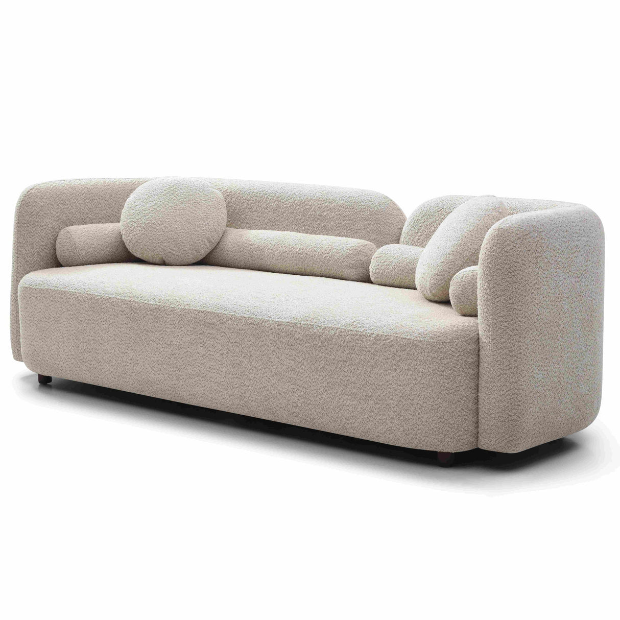 3 Seater Sofa Couch With Throw Pillows For Living Room - Light Beige