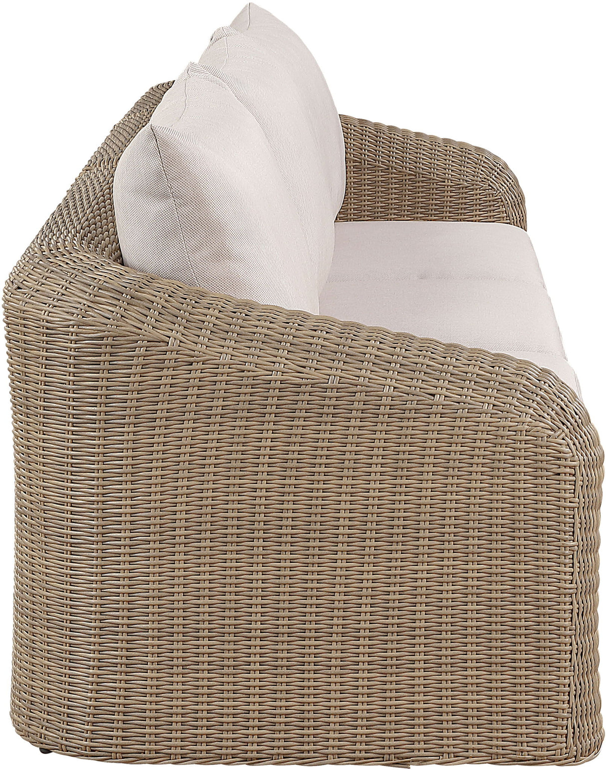 Seacrest - Olefin Water Resistant Fabric And Wicker 3 Piece Outdoor Patio Modular Sofa