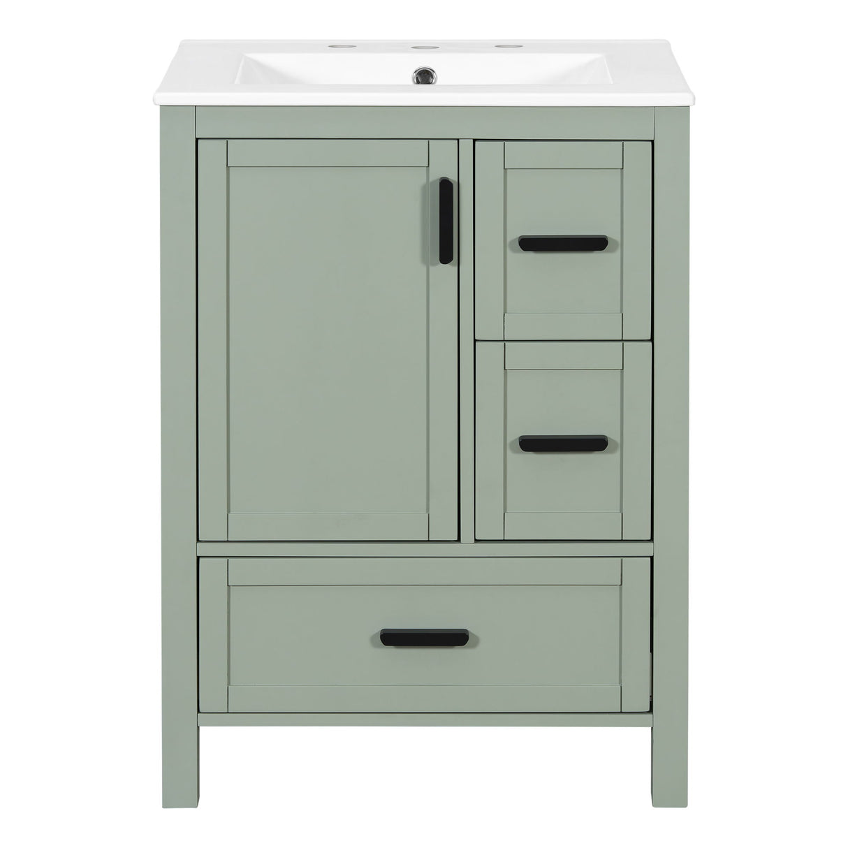 Bathroom Vanity With Sink, Soft-Close Doors, Double-Layer Shelf And 3 Drawers