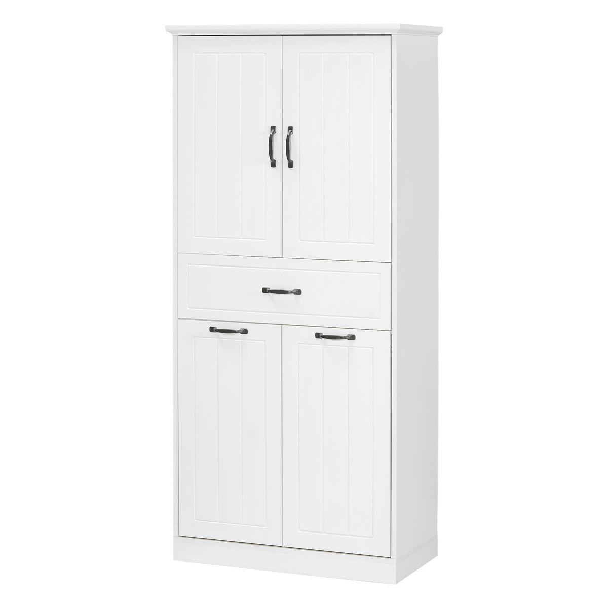 Modern Bathroom Storage Cabinet With Two Laundry Baskets, One Drawer, Adjustable Shelf