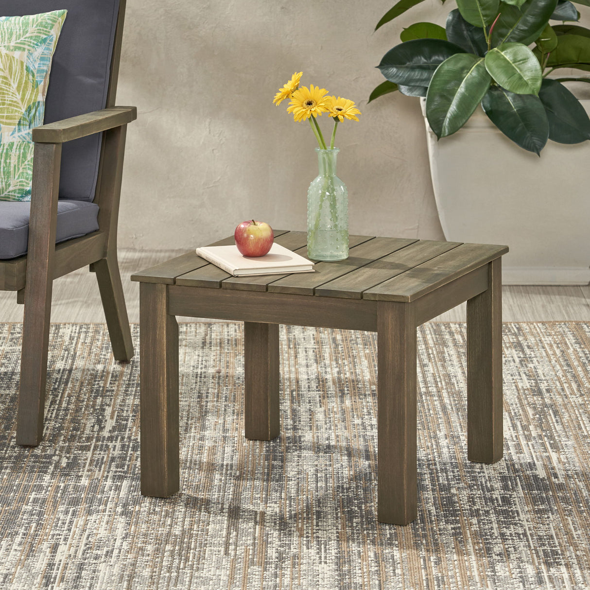Halcyon - Outdoor Side Table With Slat Design